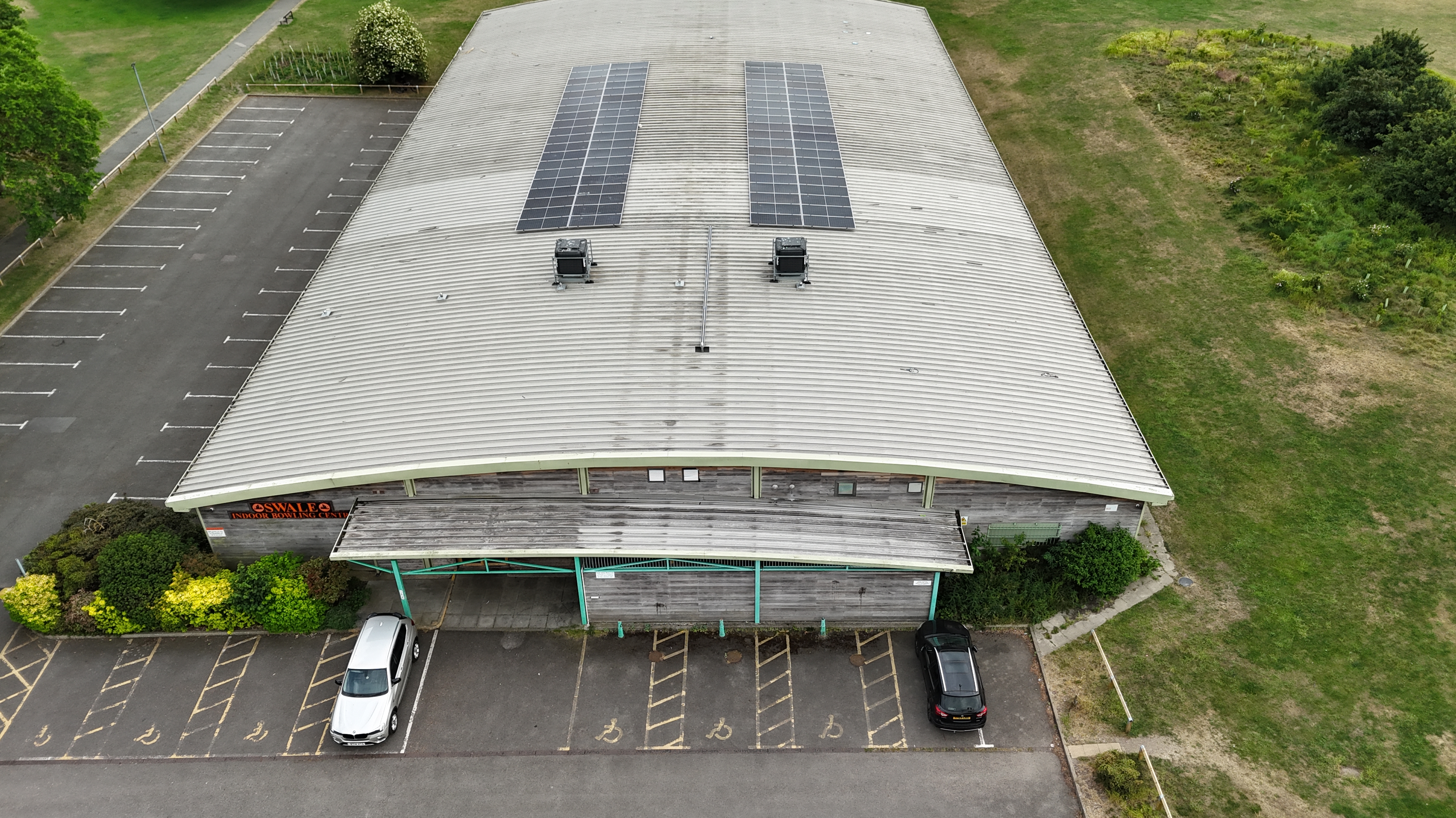 Solar panels installed on the roof of Swale Indoor Bowling Centre
