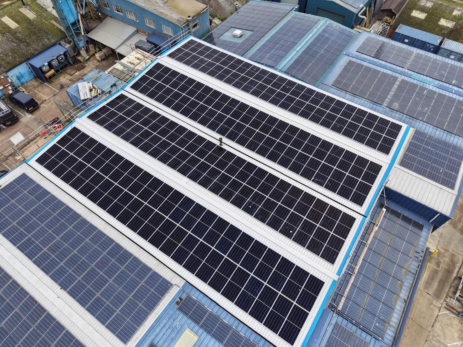 Commercial solar installation at MJAllen Castings, Ashford